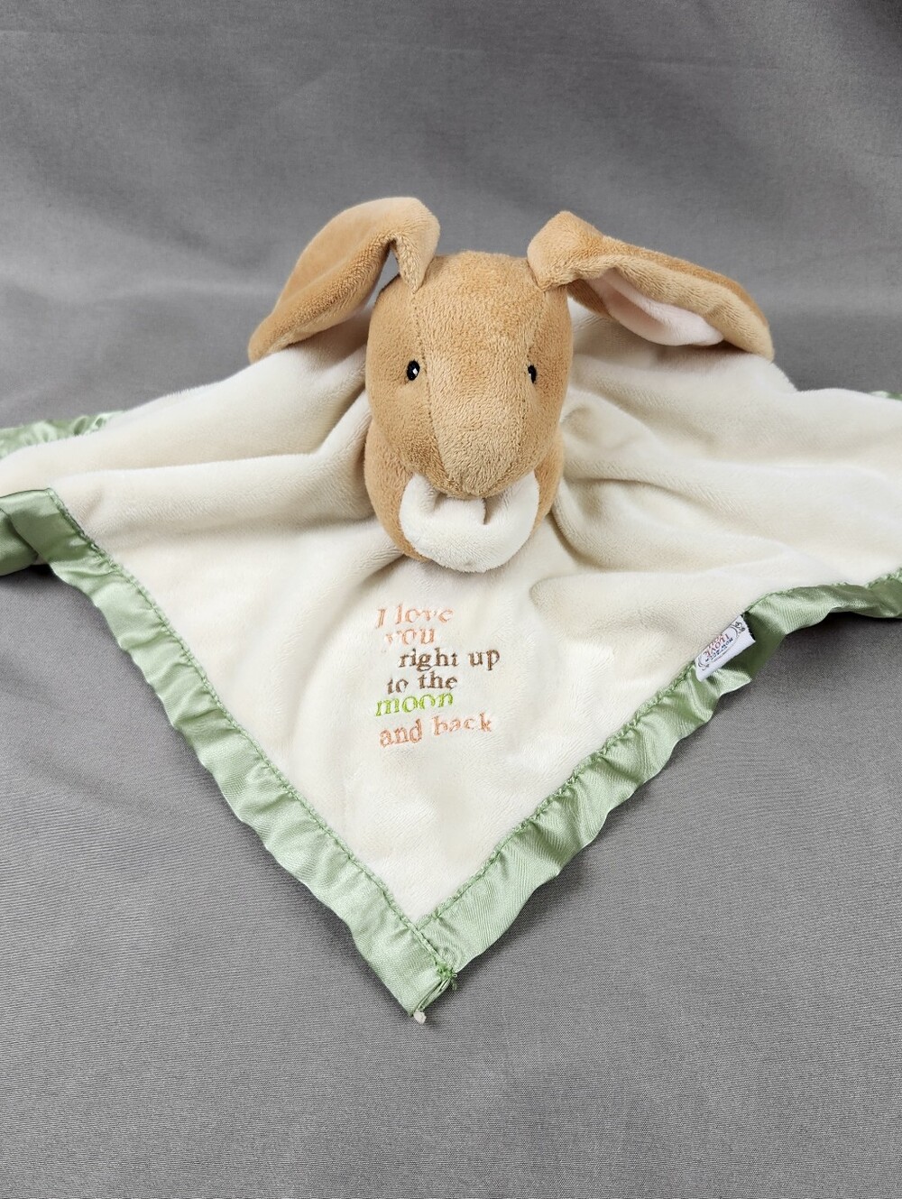 Kids Preferred Guess How Much I Love You Bunny Baby Blanket Lovey Green Satin